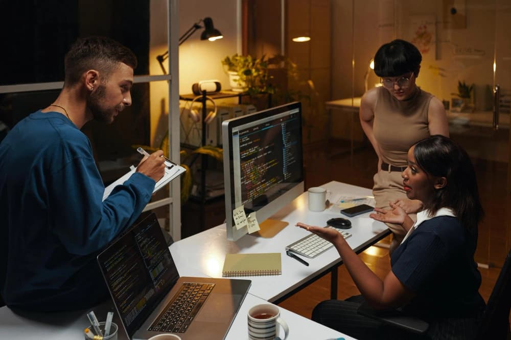 Web development team working